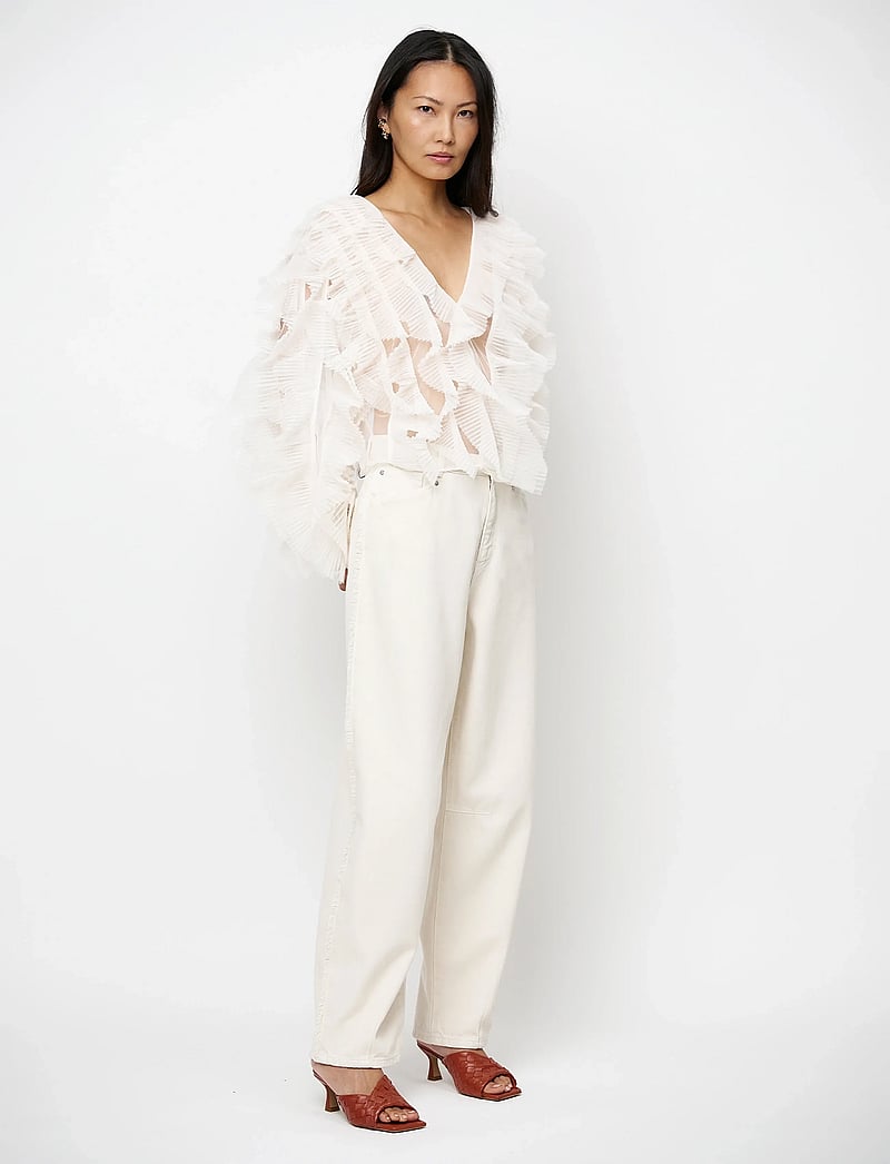 Dante6 - Dante6-Phora tulle ruffled top - långärmade blusar - ivory - 0