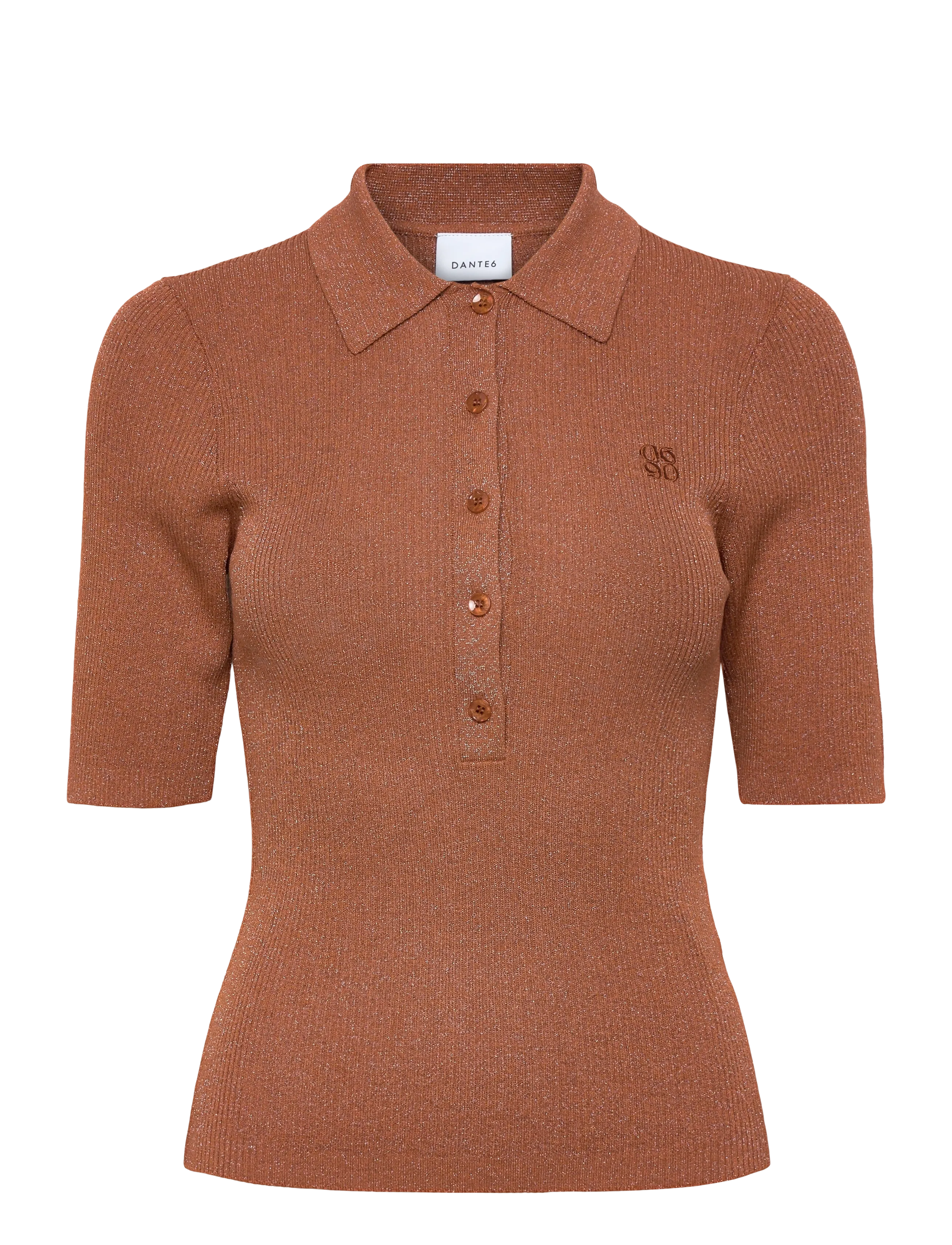 Dante6 Dante6-Fayza metallic knitted polo - Clothing - AMBER GLOW / orange