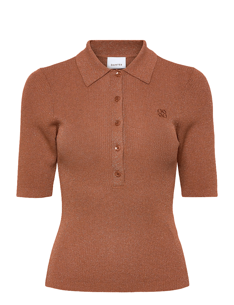 Dante6 - Dante6-Fayza metallic knitted polo - poloer - amber glow - 1