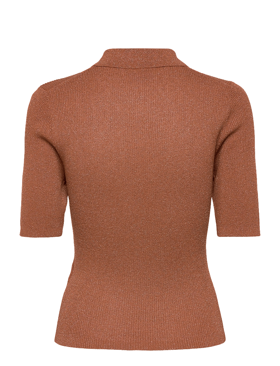 Dante6 - Dante6-Fayza metallic knitted polo - poloer - amber glow - 2