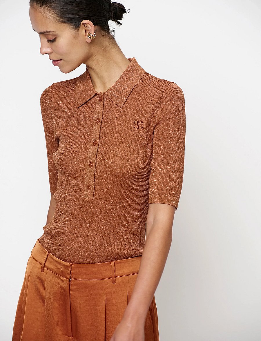 Dante6 - Dante6-Fayza metallic knitted polo - poloer - amber glow - 3