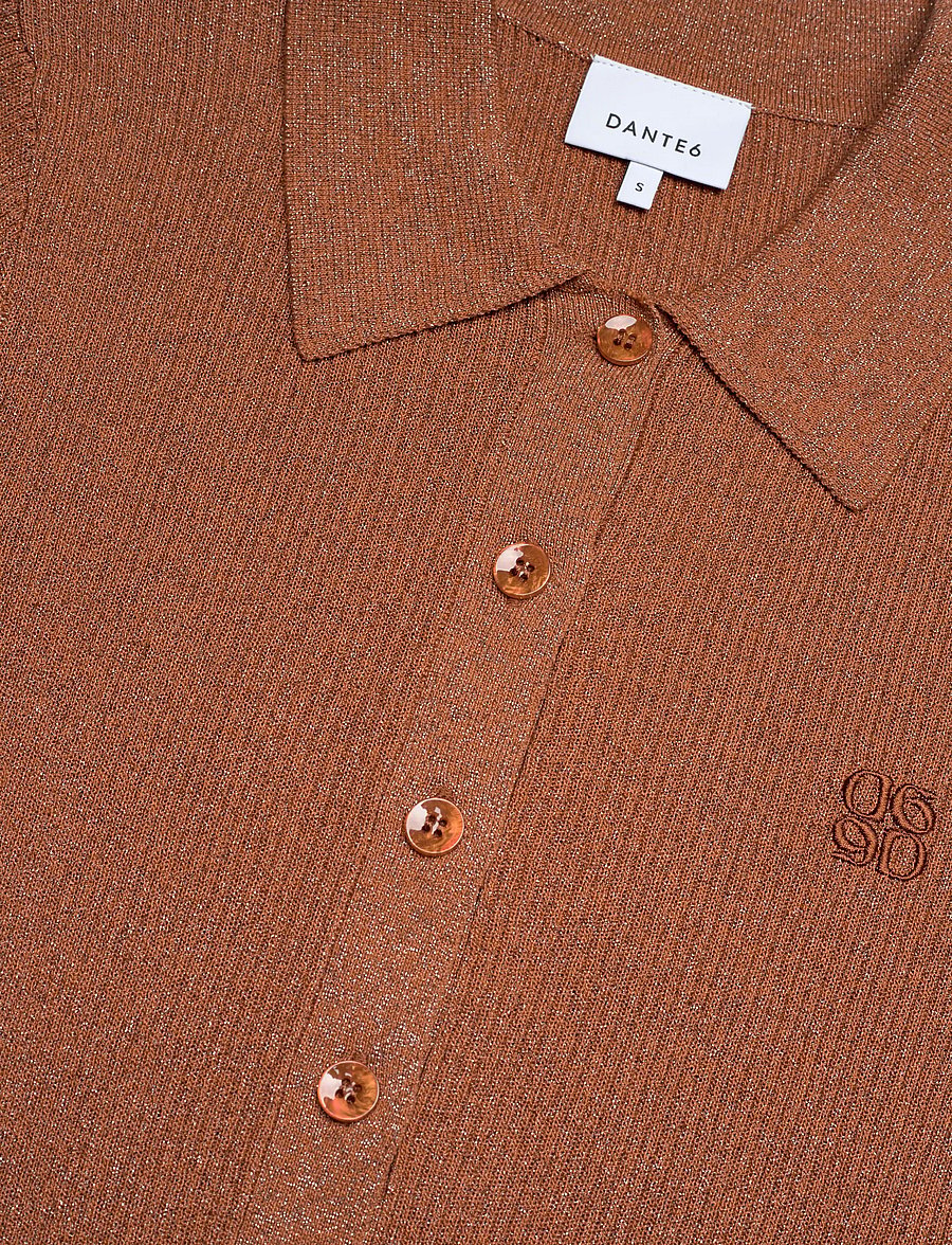 Dante6 - Dante6-Fayza metallic knitted polo - poloer - amber glow - 5
