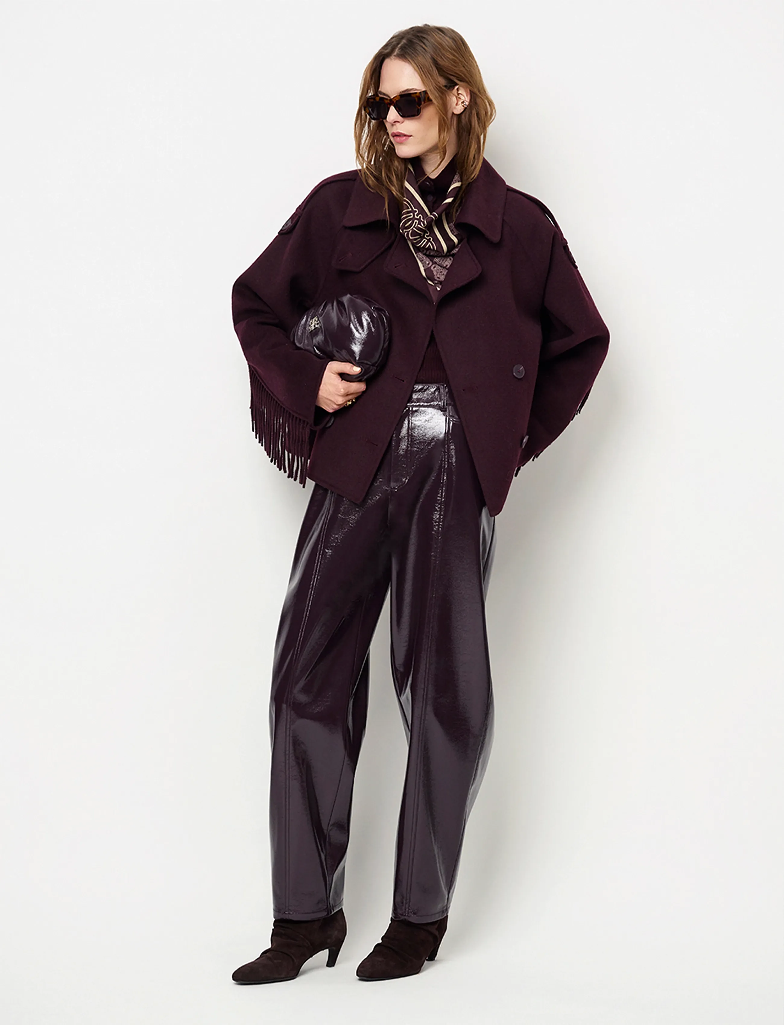Dante6 Dante6-Haven fringe coat - Büromode - DARK PLUM / burgundy