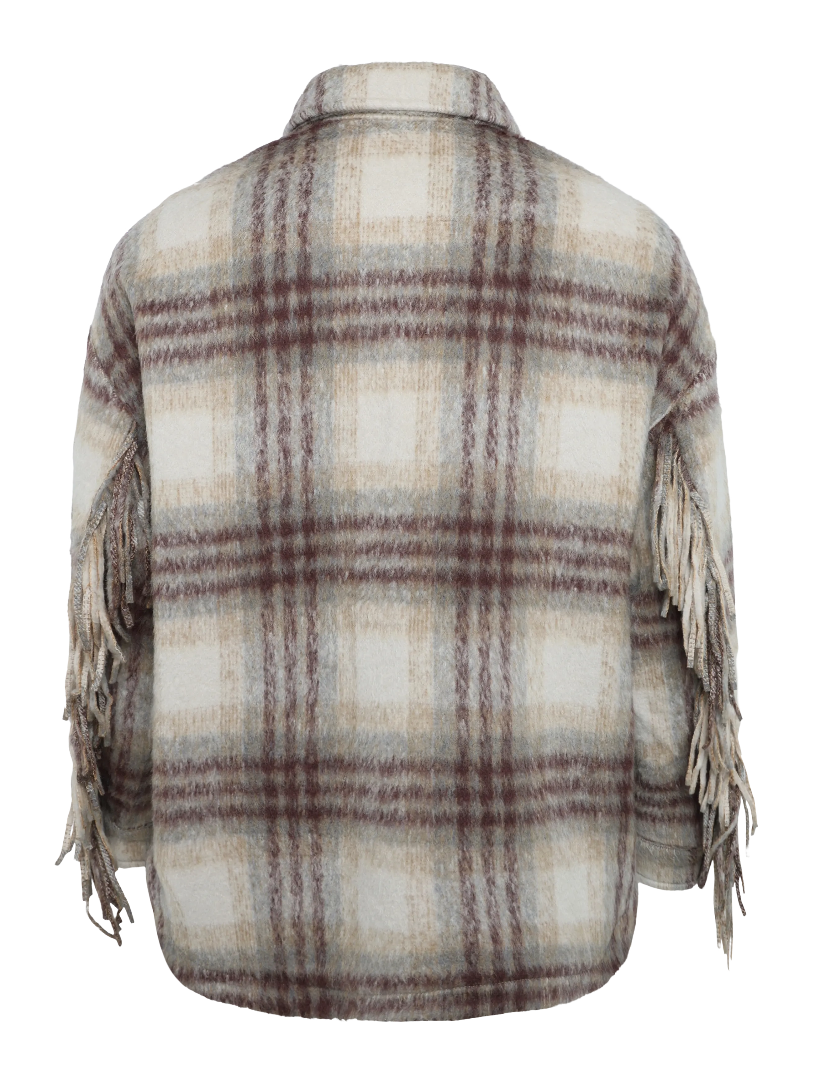 Dante6 - Dante6-Hivora fringe checked shirt-coat - wolljacken - warm greige - 2