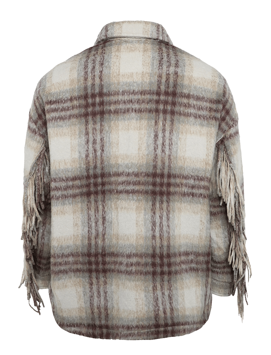 Dante6 - Dante6-Hivora fringe checked shirt-coat - wolljacken - warm greige - 2