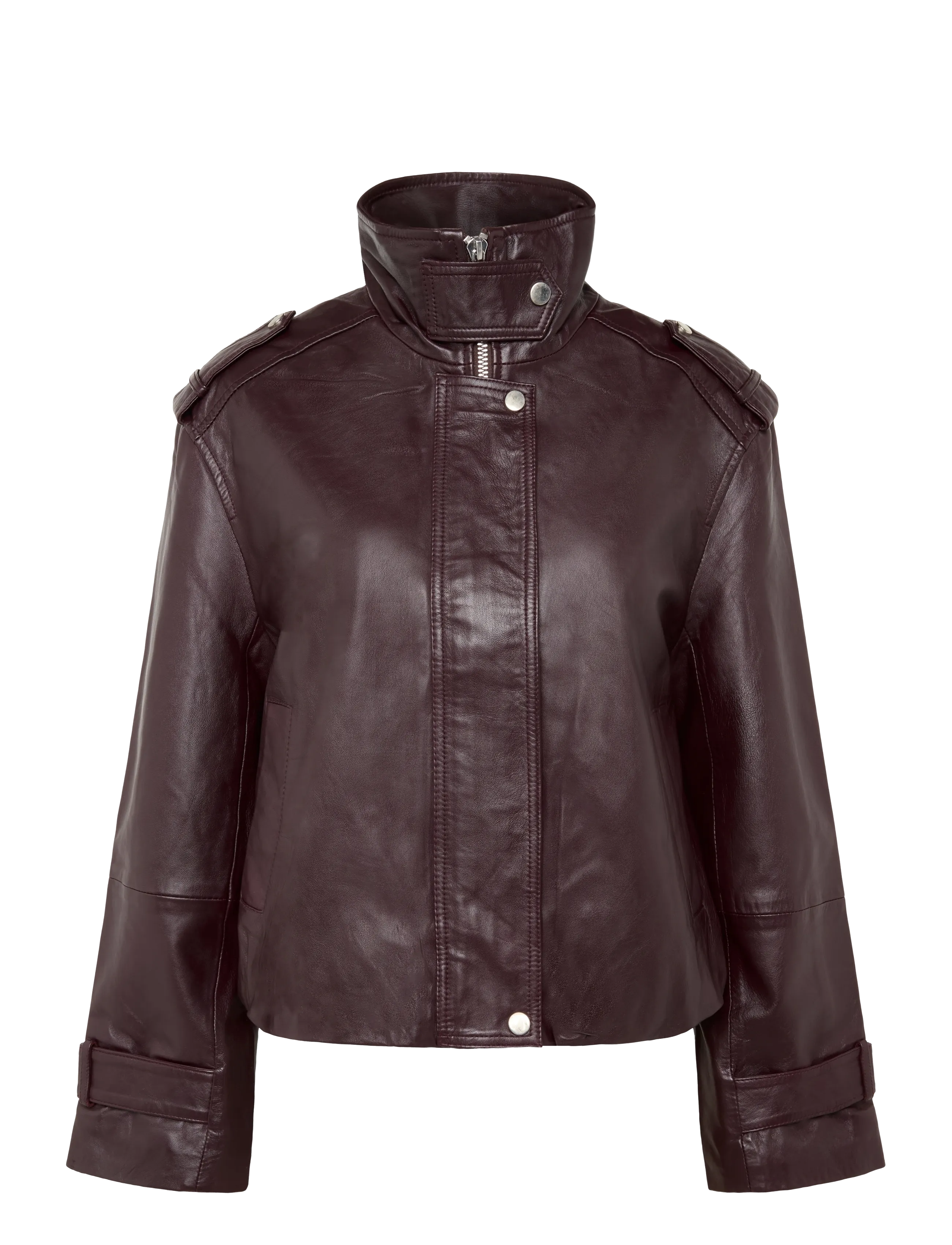 Dante6 - Dante6-Kleo cropped leather jacket - bomberjakker - dark plum - 1