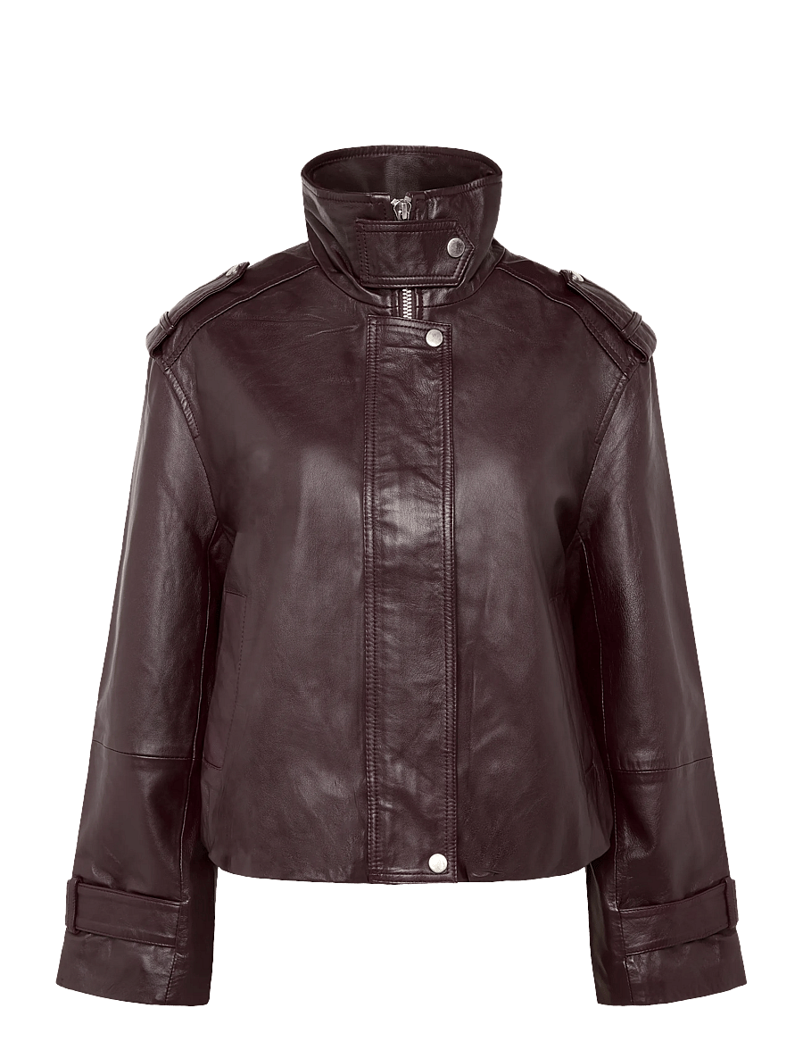 Dante6 - Dante6-Kleo cropped leather jacket - bomberjakker - dark plum - 1