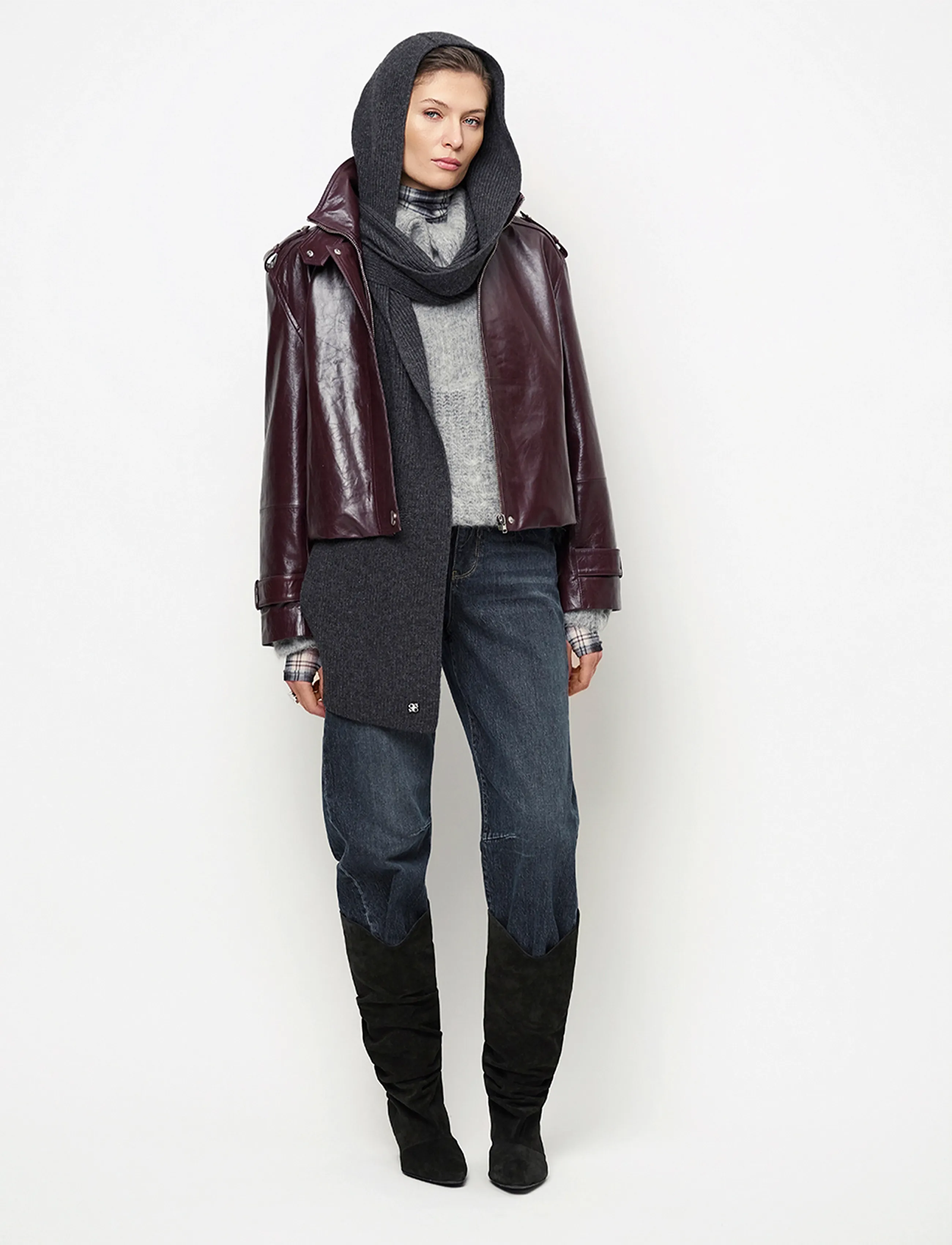Dante6 - Dante6-Kleo cropped leather jacket - bomberjakker - dark plum - 5