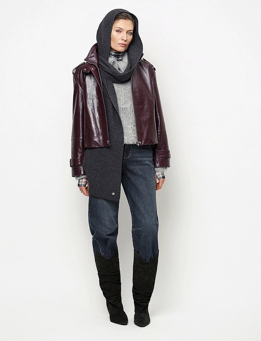 Dante6 - Dante6-Kleo cropped leather jacket - bomberjakker - dark plum - 5