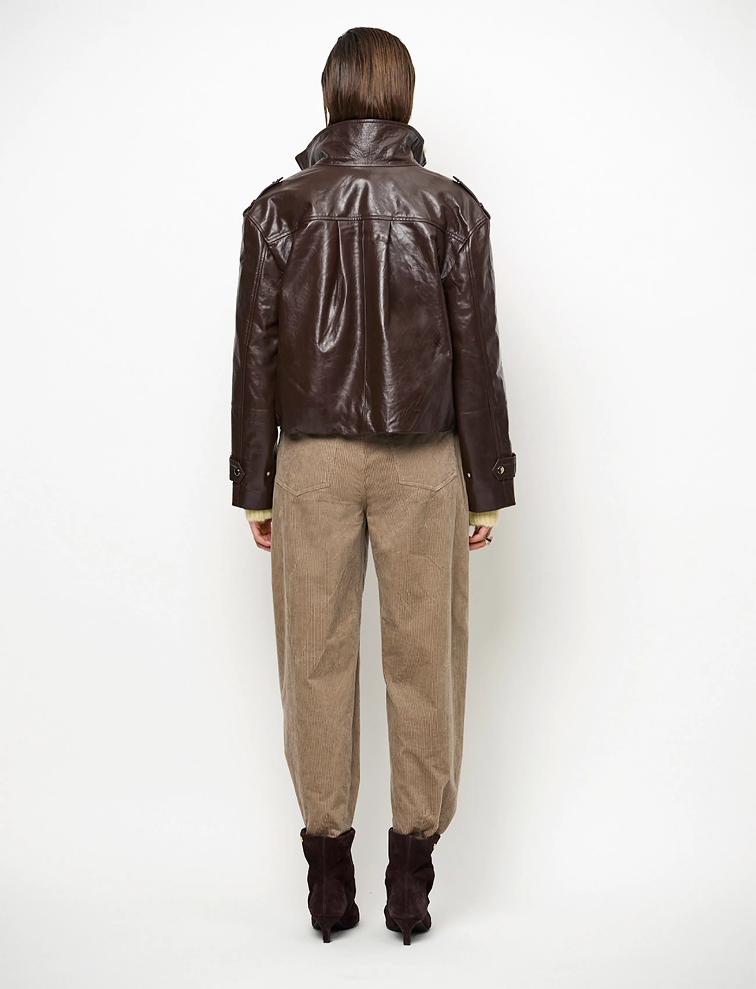 Dante6 - Dante6-Kleo cropped leather jacket - bomberjacken - espresso brown - 3