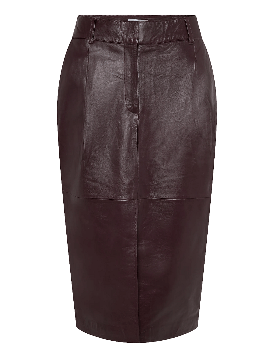 Dante6 - Dante6-Lennie leather pencil skirt - lædernederdele - dark plum - 1