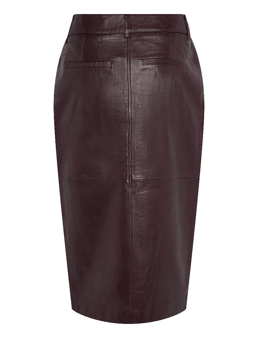 Dante6 - Dante6-Lennie leather pencil skirt - lædernederdele - dark plum - 2