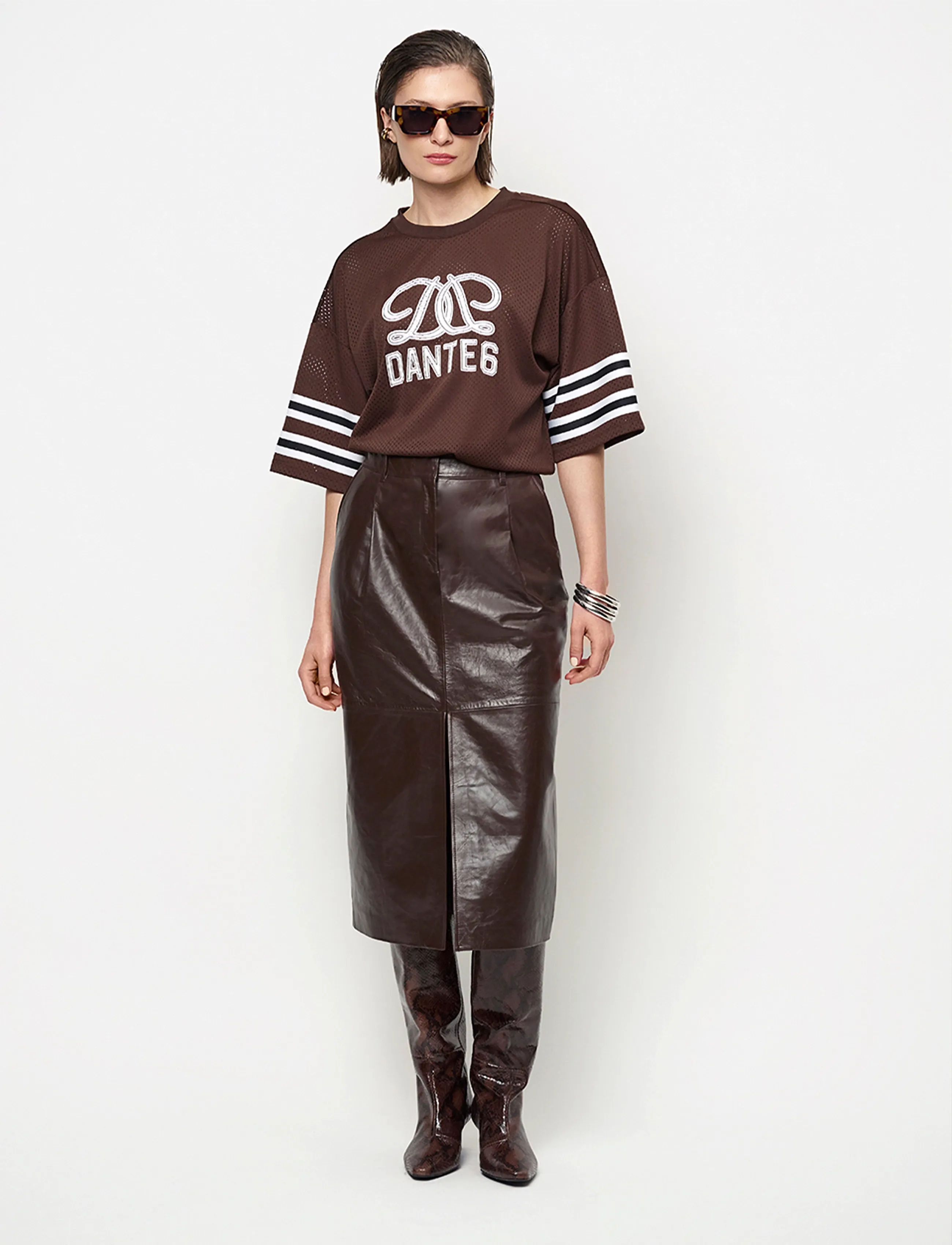 Dante6 - Dante6-Lennie leather pencil skirt - lederröcke - espresso brown - 0