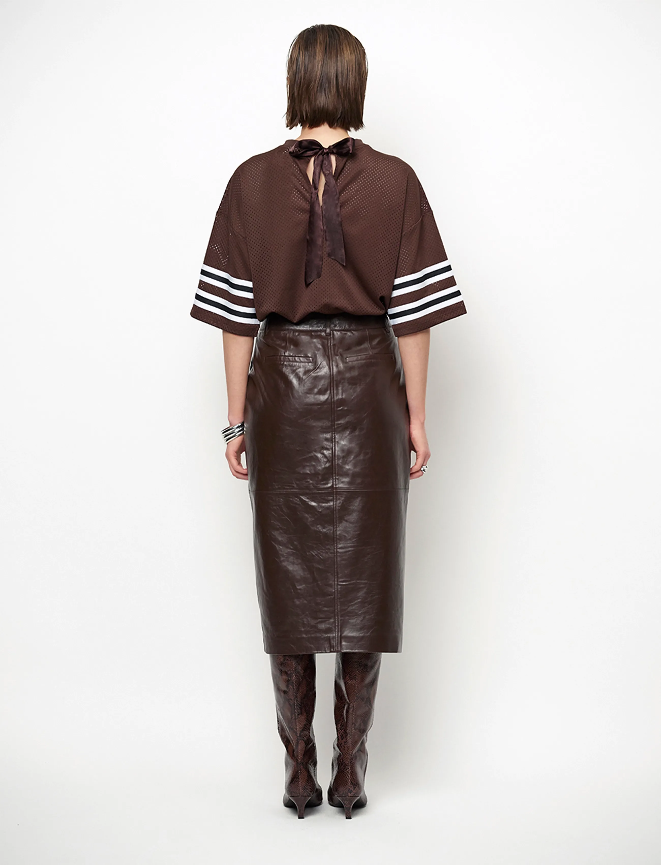 Dante6 - Dante6-Lennie leather pencil skirt - lederröcke - espresso brown - 3