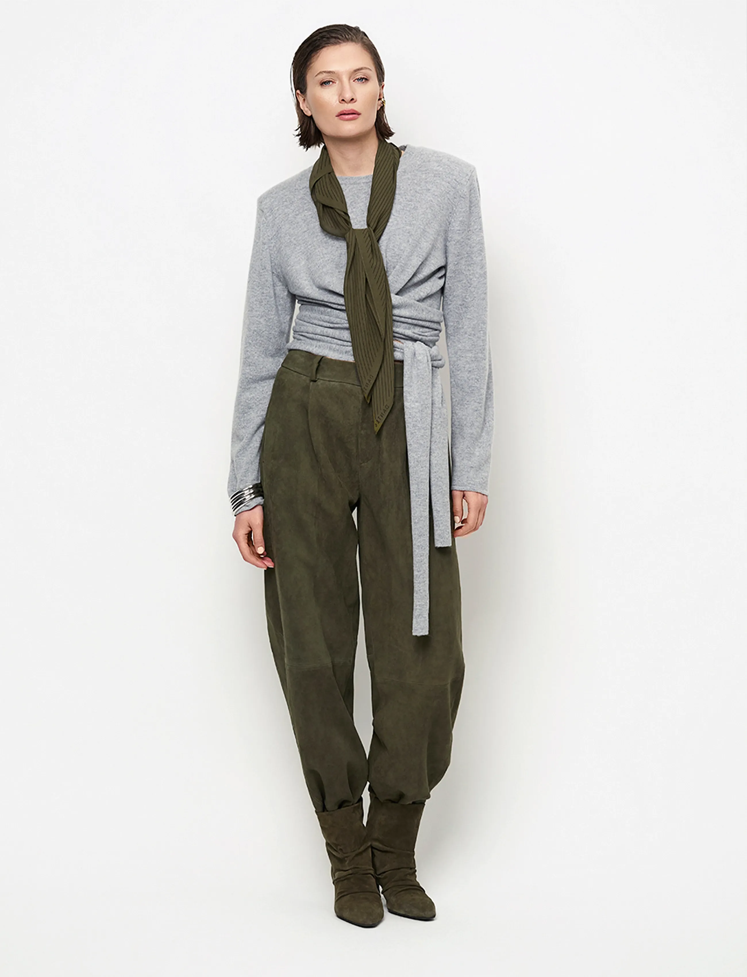 Dante6 - Dante6-York suede barrel pants - hosen mit geradem bein - moss olive - 0