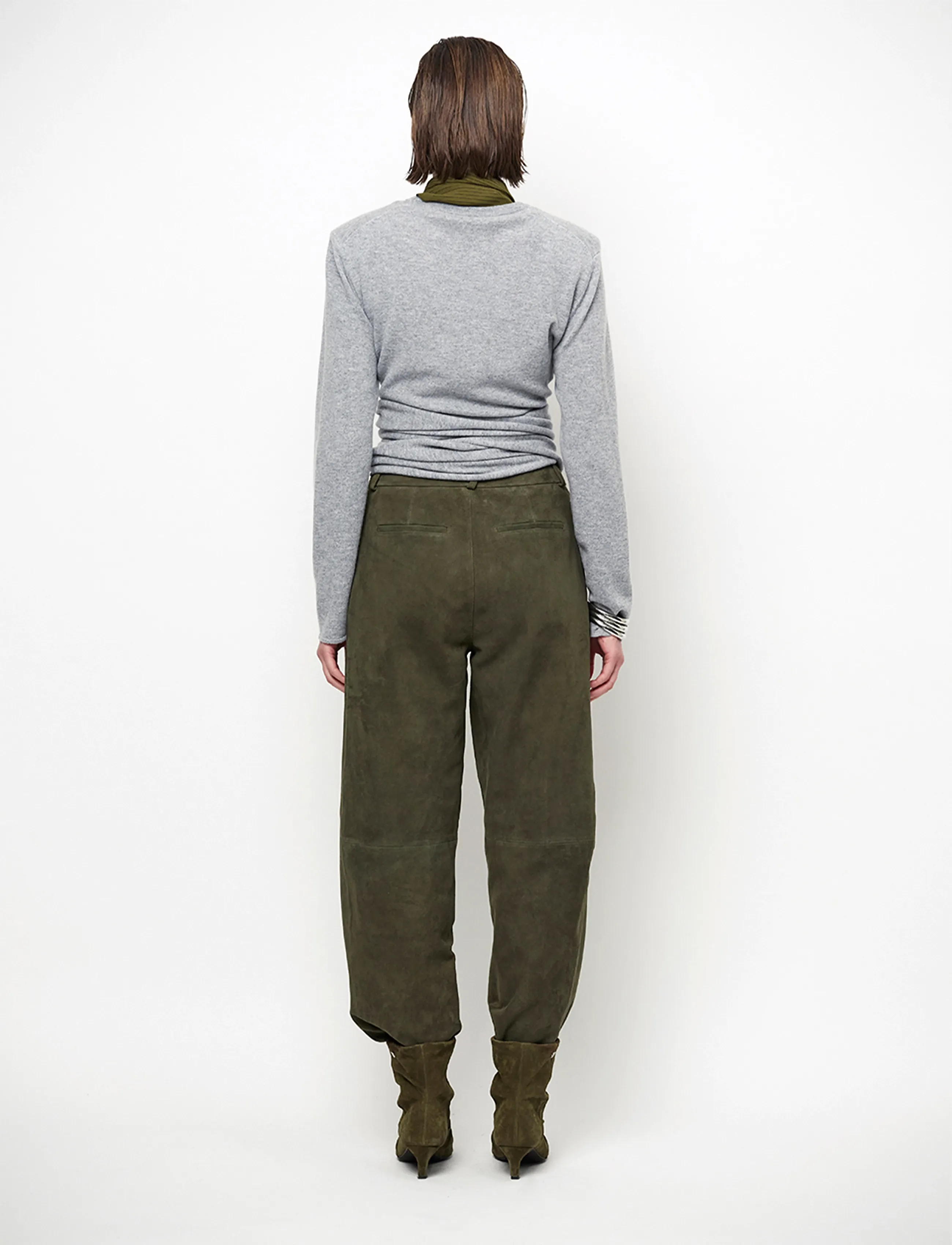 Dante6 - Dante6-York suede barrel pants - hosen mit geradem bein - moss olive - 3