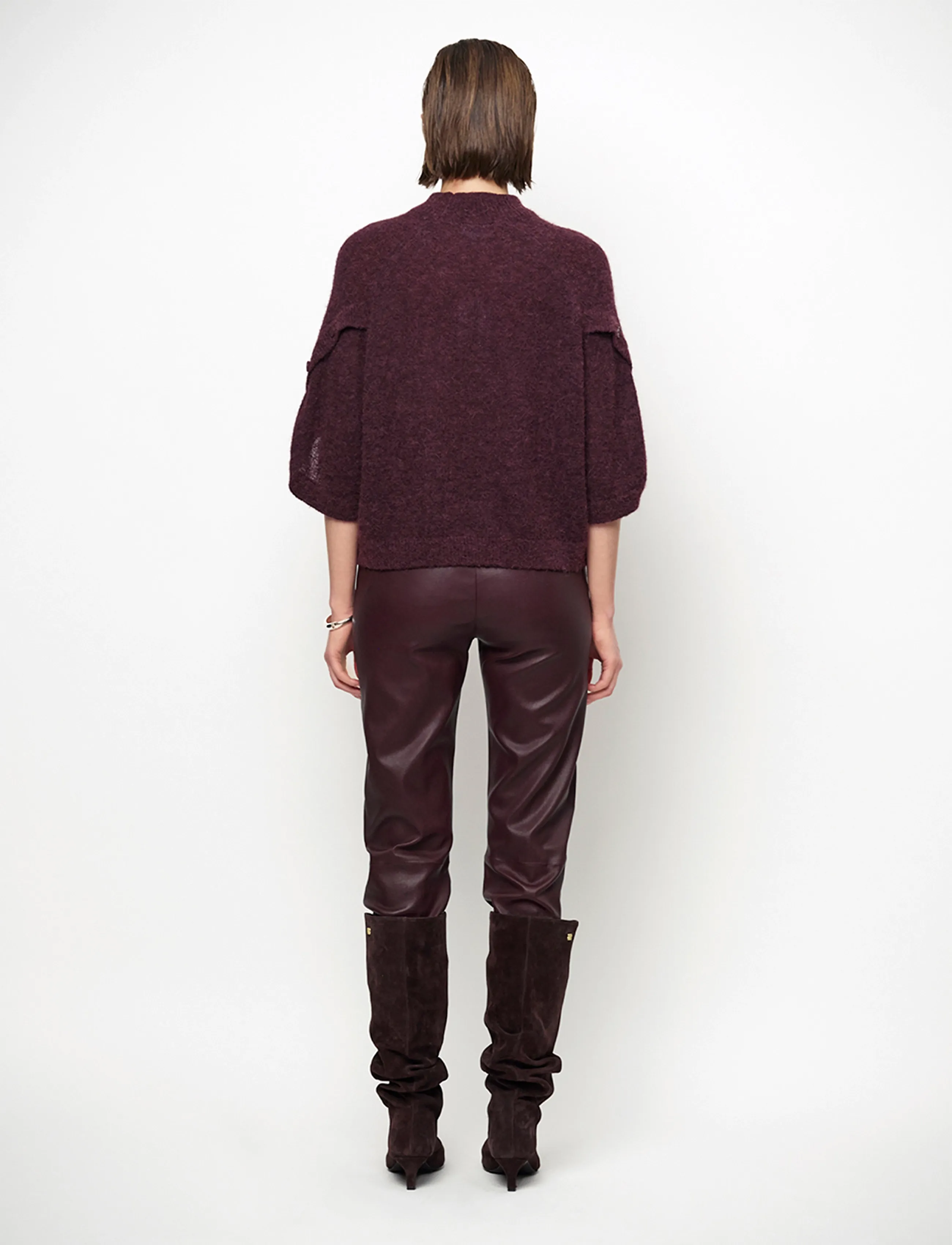 Dante6 - Dante6-Lova straight stretch leather pants - dark plum - 2