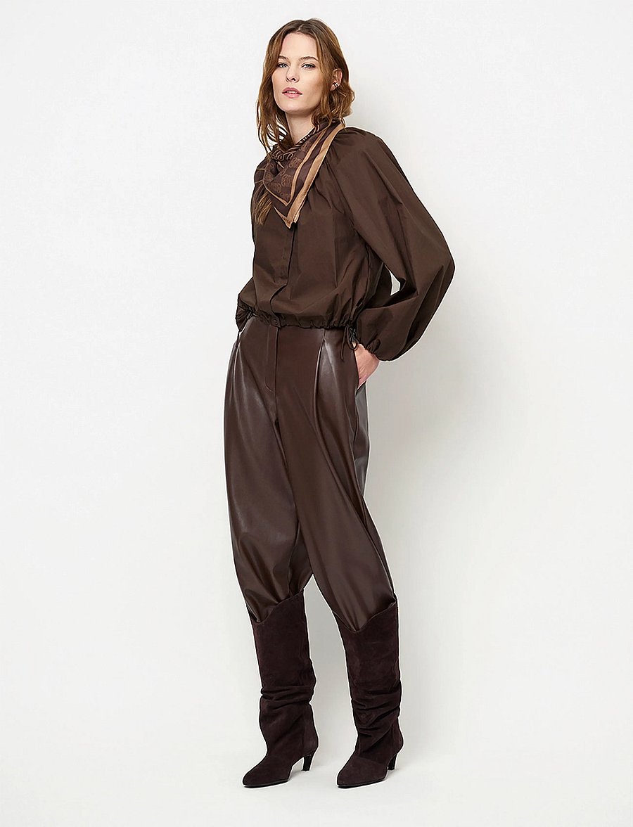Dante6 - Dante6-Minora faux leather barrel pants - hosen mit geradem bein - espresso brown - 0