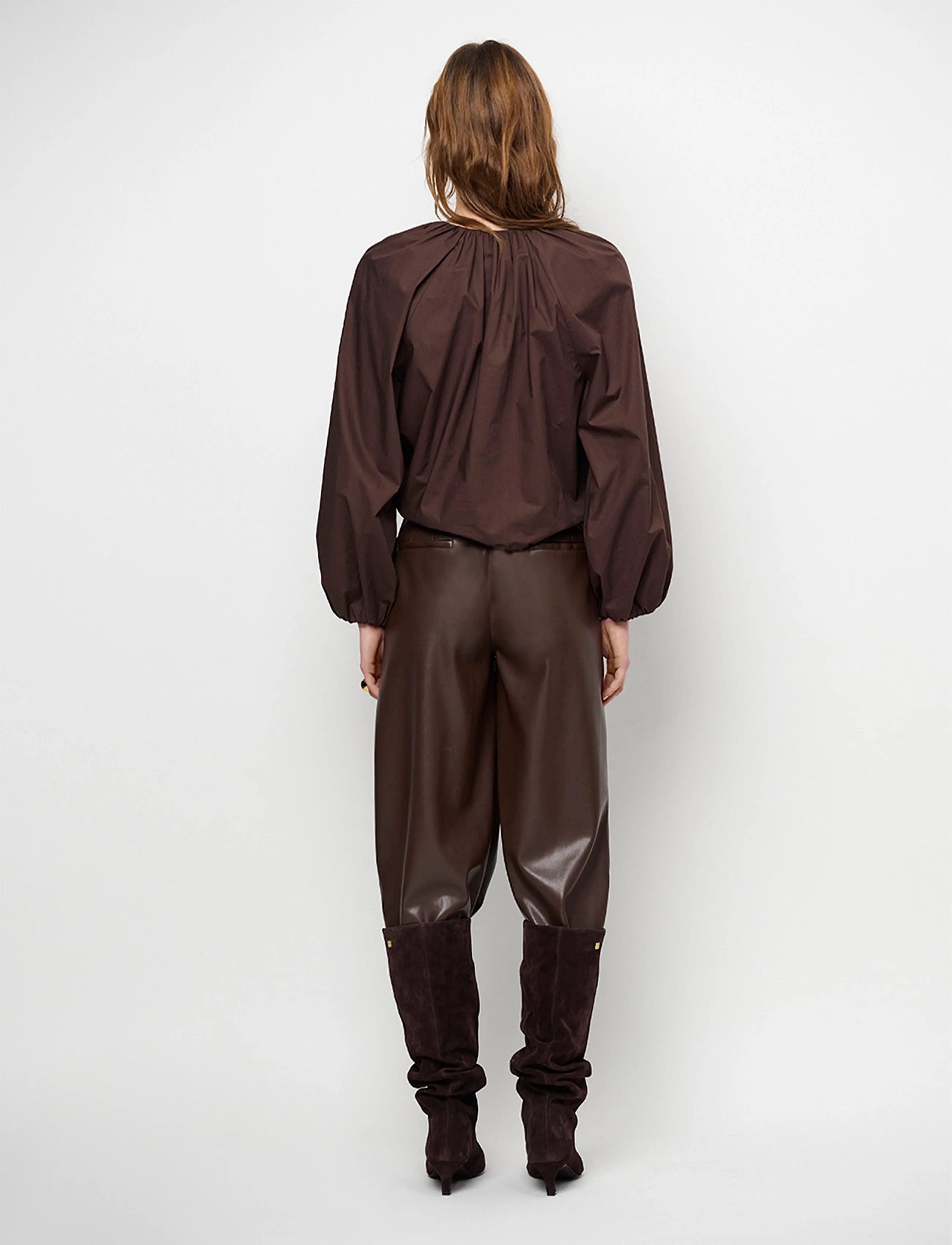 Dante6 - Dante6-Minora faux leather barrel pants - hosen mit geradem bein - espresso brown - 3