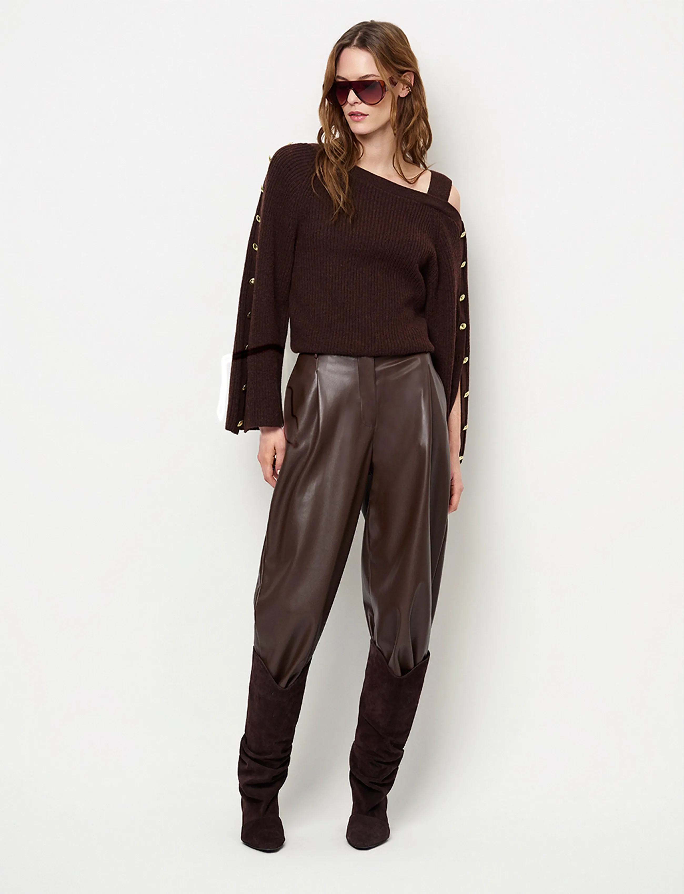 Dante6 - Dante6-Minora faux leather barrel pants - hosen mit geradem bein - espresso brown - 5