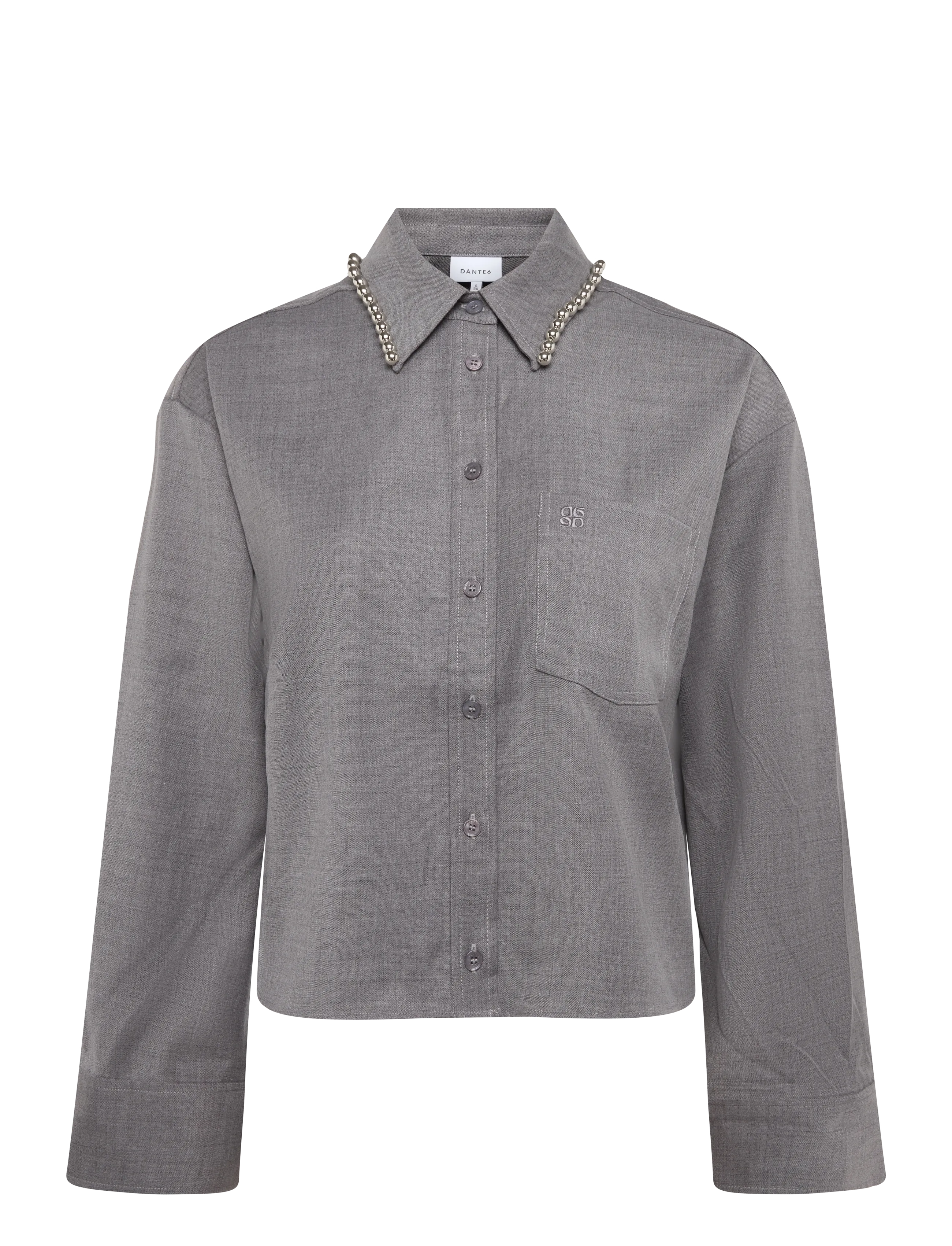 Dante6 - Dante6-Courtney embellished shirt - langärmlige hemden - granite grey mÉlange - 1