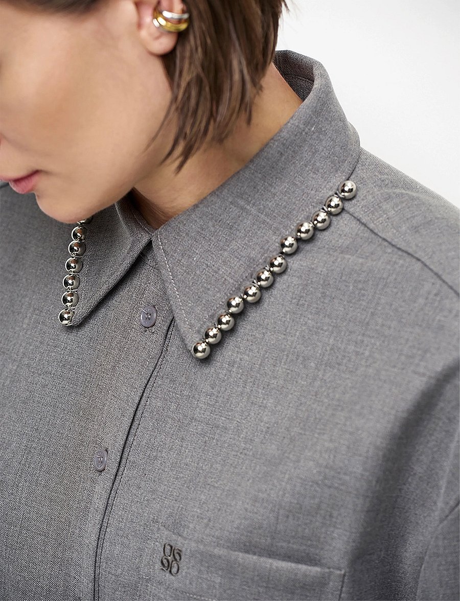 Dante6 - Dante6-Courtney embellished shirt - langärmlige hemden - granite grey mÉlange - 4