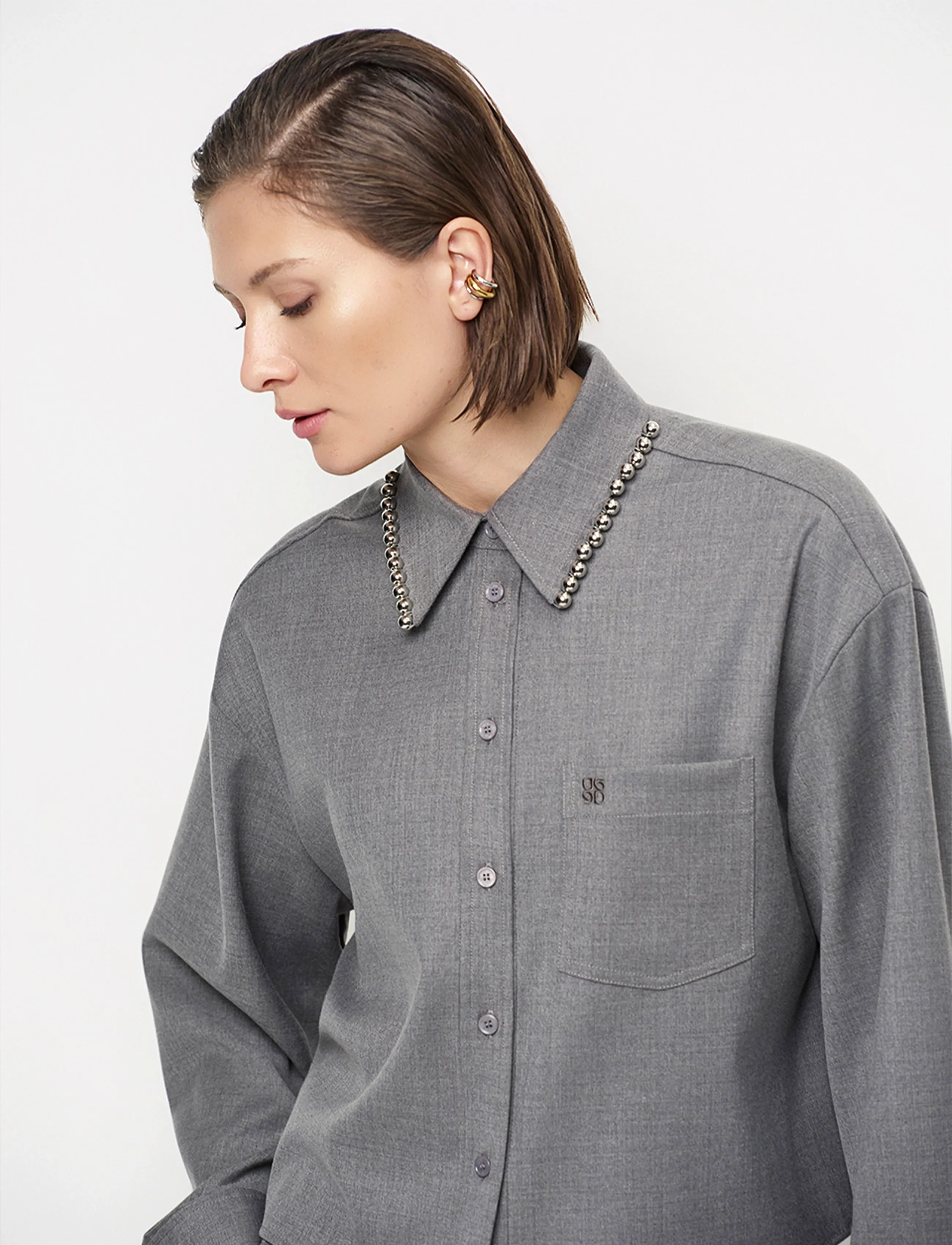 Dante6 - Dante6-Courtney embellished shirt - langärmlige hemden - granite grey mÉlange - 5