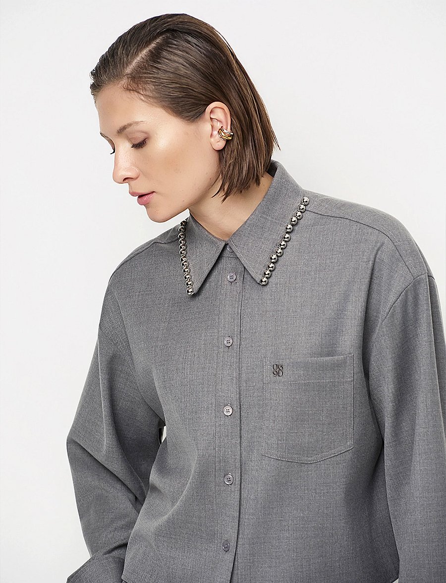 Dante6 - Dante6-Courtney embellished shirt - langärmlige hemden - granite grey mÉlange - 5