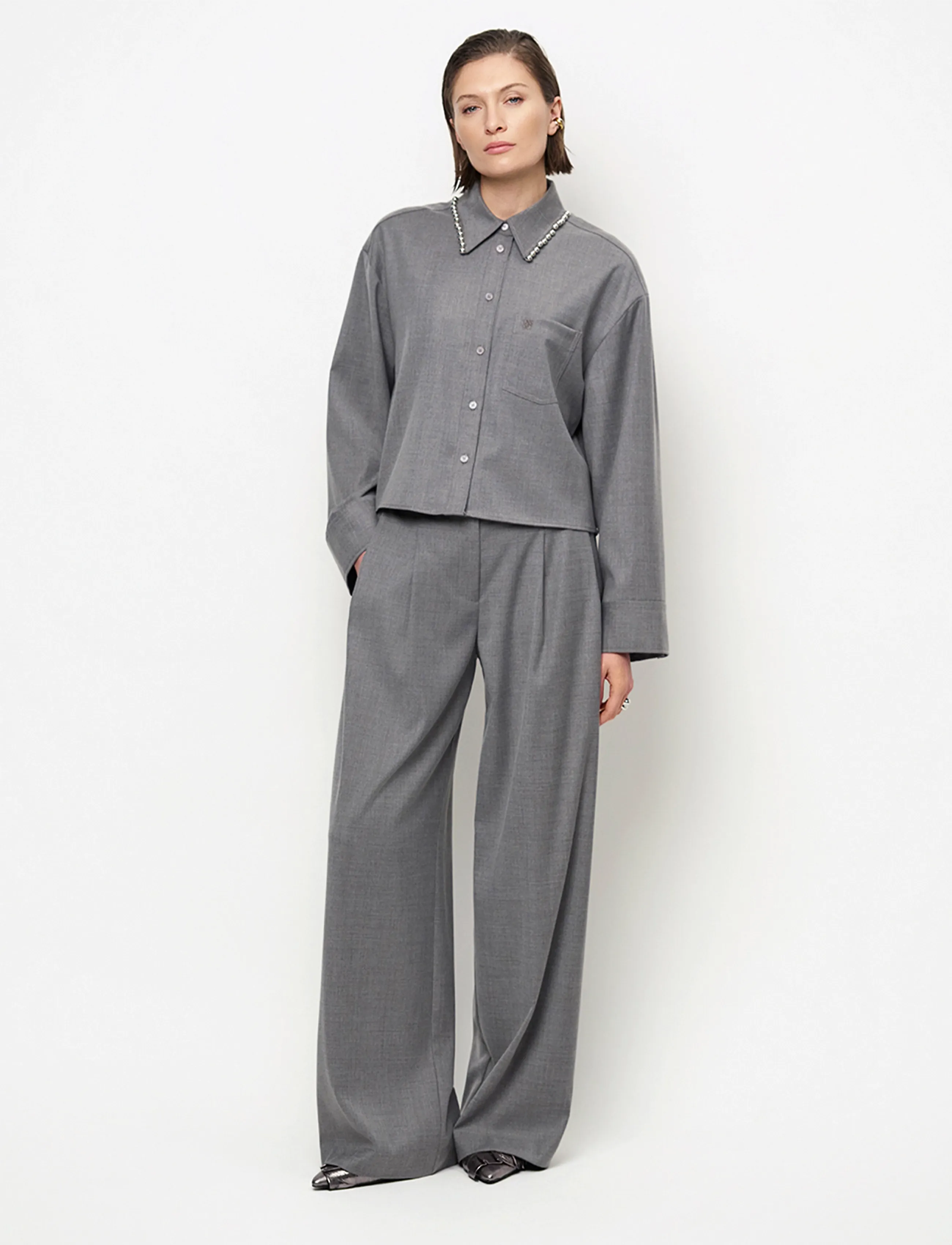 Dante6 Dante6-Biaxa pleated pants - Kontorskläder - GRANITE GREY MÉLANGE / grey