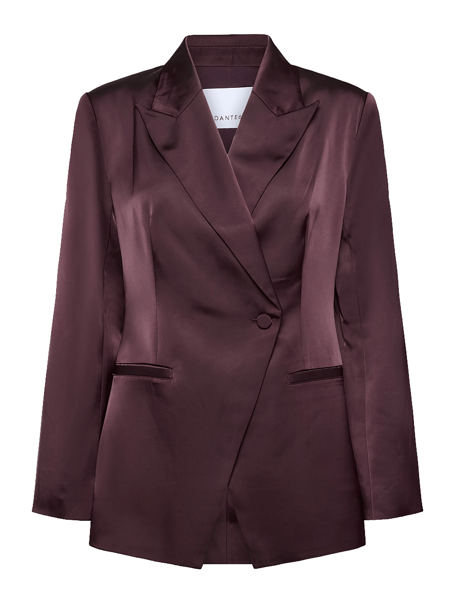 Dante6 - Dante6-Rush tailored bold satin blazer - enkeltradede blazere - dark plum - 1