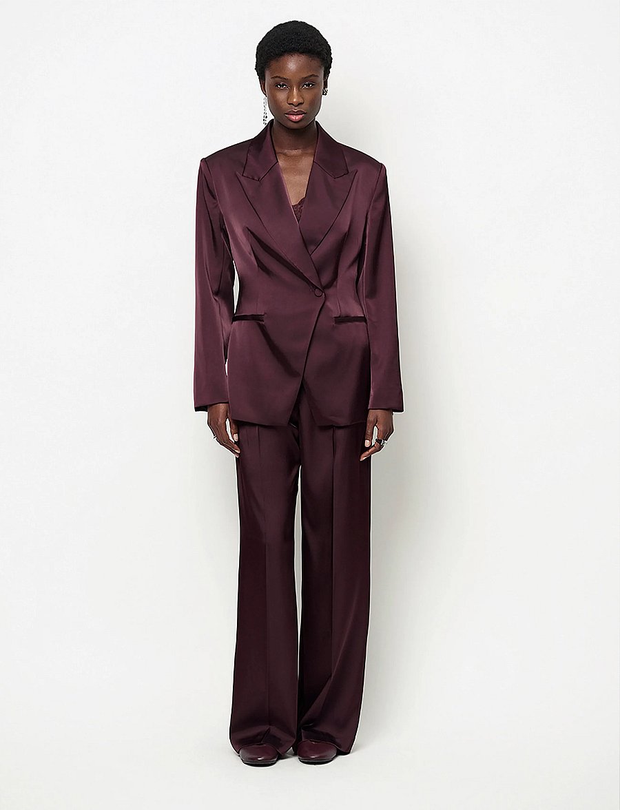 Dante6 - Dante6-Rush tailored bold satin blazer - enkeltradede blazere - dark plum - 0