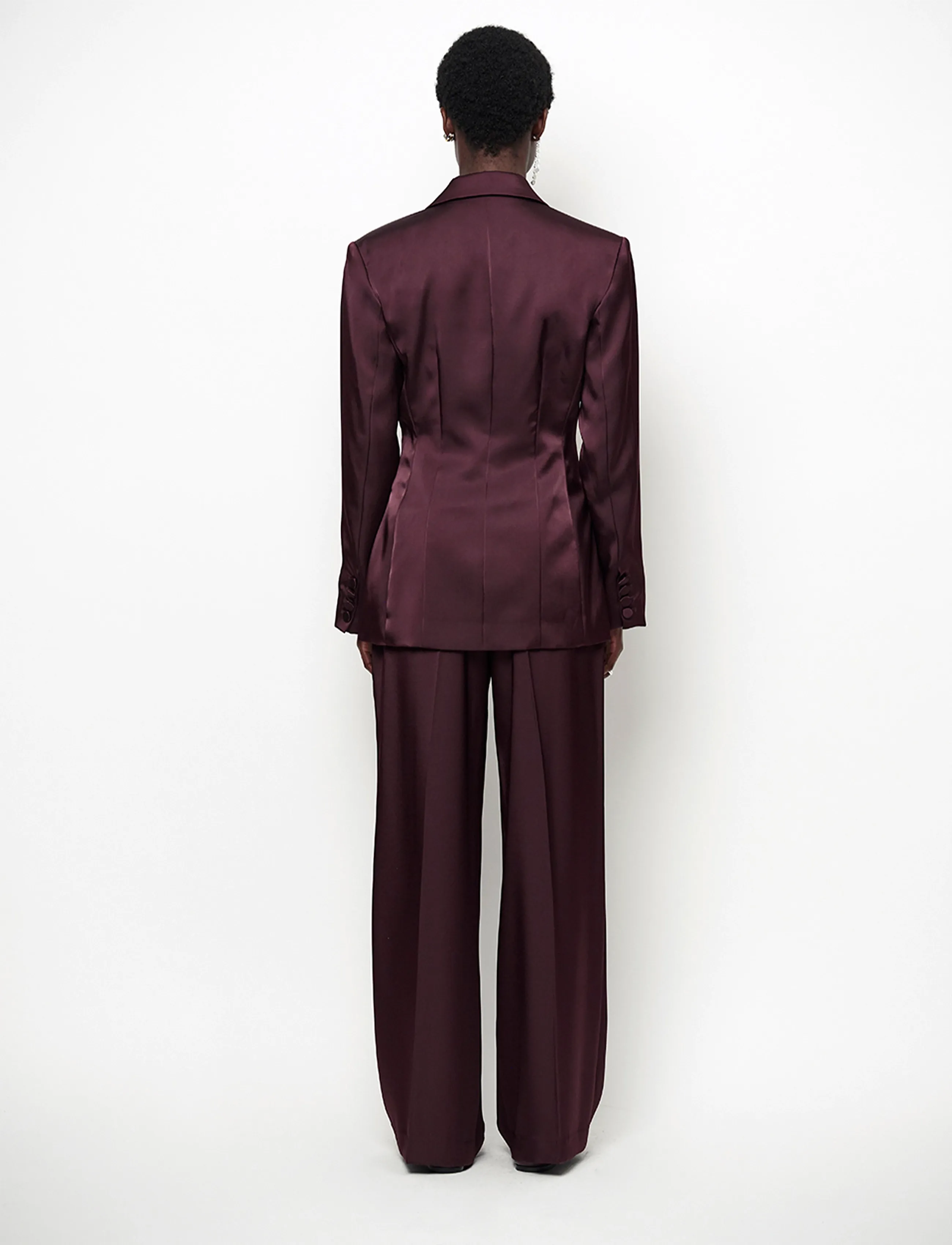 Dante6 - Dante6-Rush tailored bold satin blazer - enkeltradede blazere - dark plum - 3