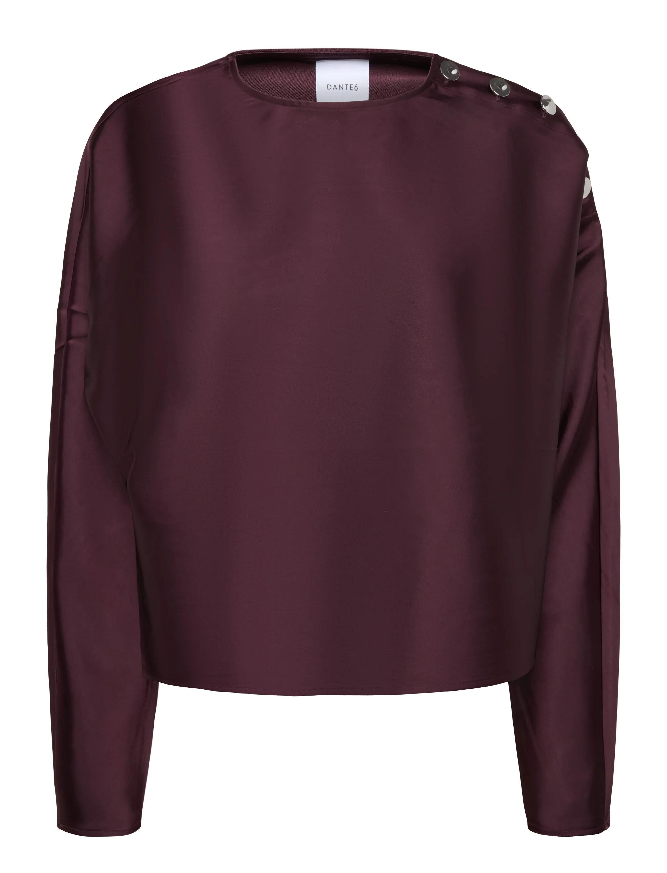 Dante6 Dante6-Leiva bold satin button detail top - Kleidung - DARK PLUM / burgundy