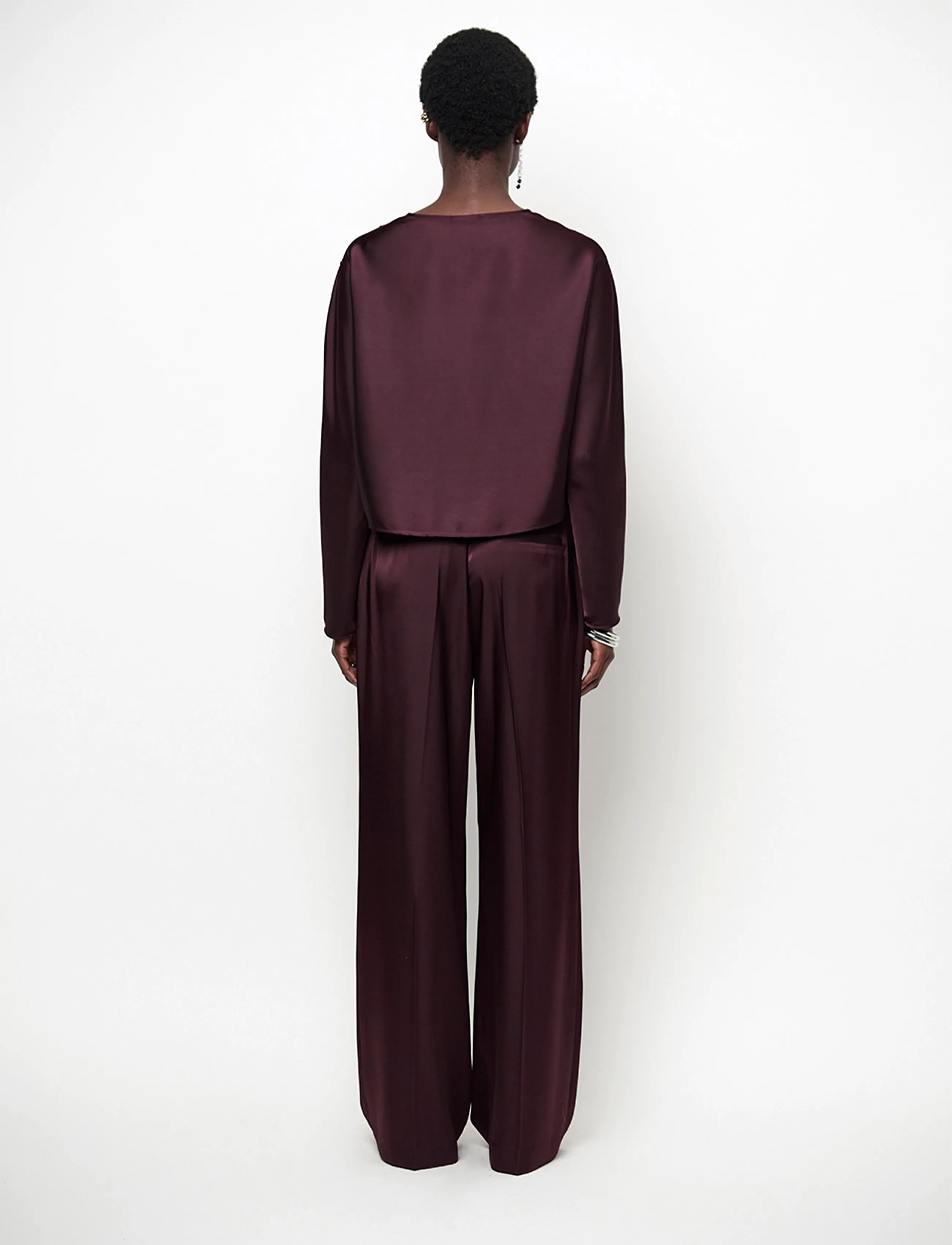 Dante6 - Dante6-Leiva bold satin button detail top - langärmelige blusen - dark plum - 3