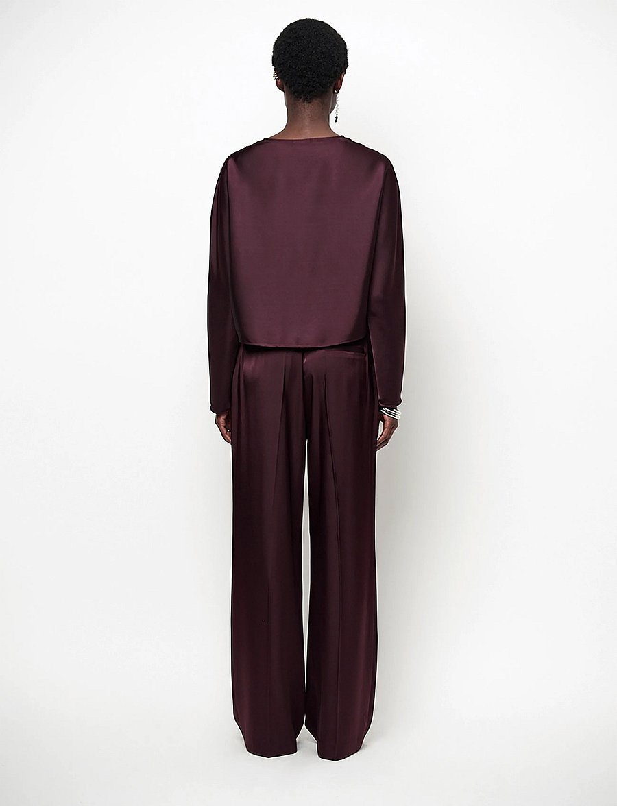 Dante6 - Dante6-Leiva bold satin button detail top - langärmelige blusen - dark plum - 3