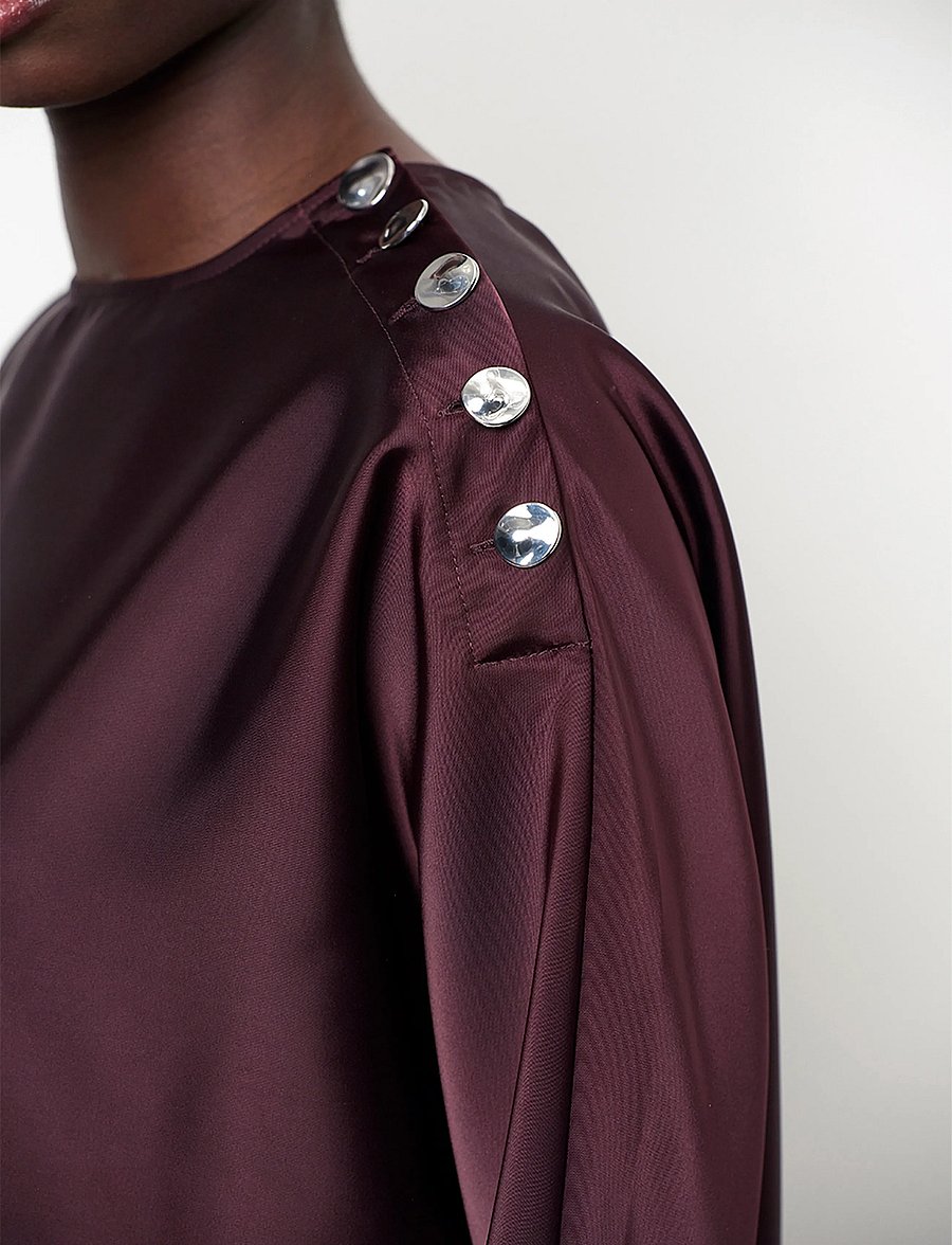 Dante6 - Dante6-Leiva bold satin button detail top - langärmelige blusen - dark plum - 5