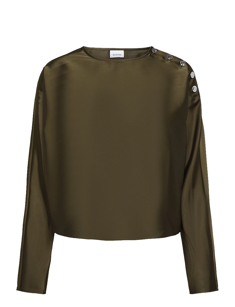 Dante6 - Dante6-Leiva bold satin button detail top - moss olive - 1