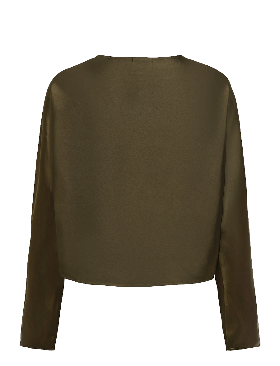 Dante6 - Dante6-Leiva bold satin button detail top - moss olive - 2