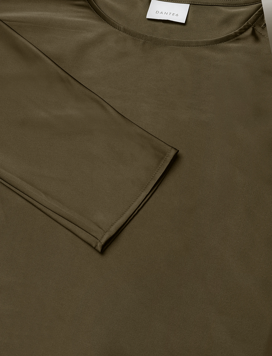 Dante6 - Dante6-Leiva bold satin button detail top - moss olive - 5