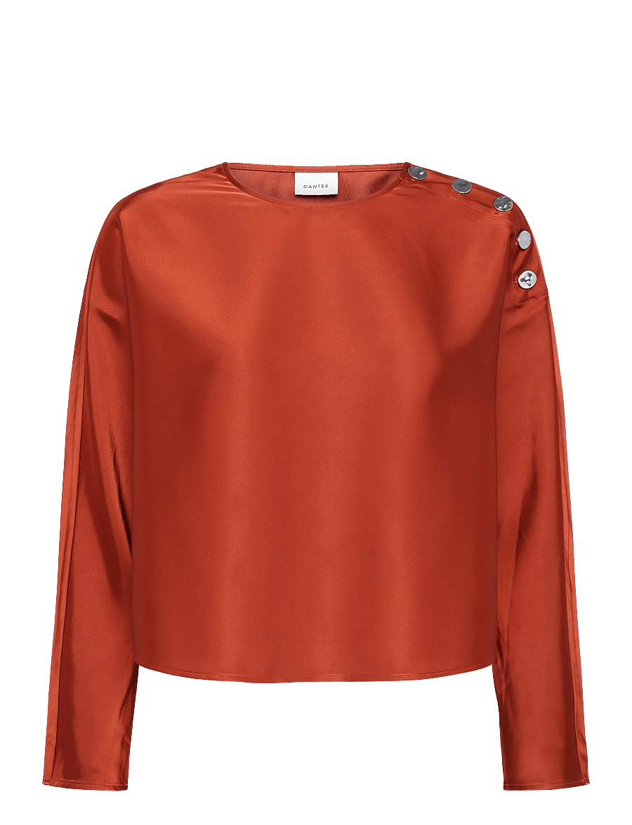 Dante6 - Dante6-Leiva bold satin button detail top - langärmelige blusen - roasted pumpkin - 1