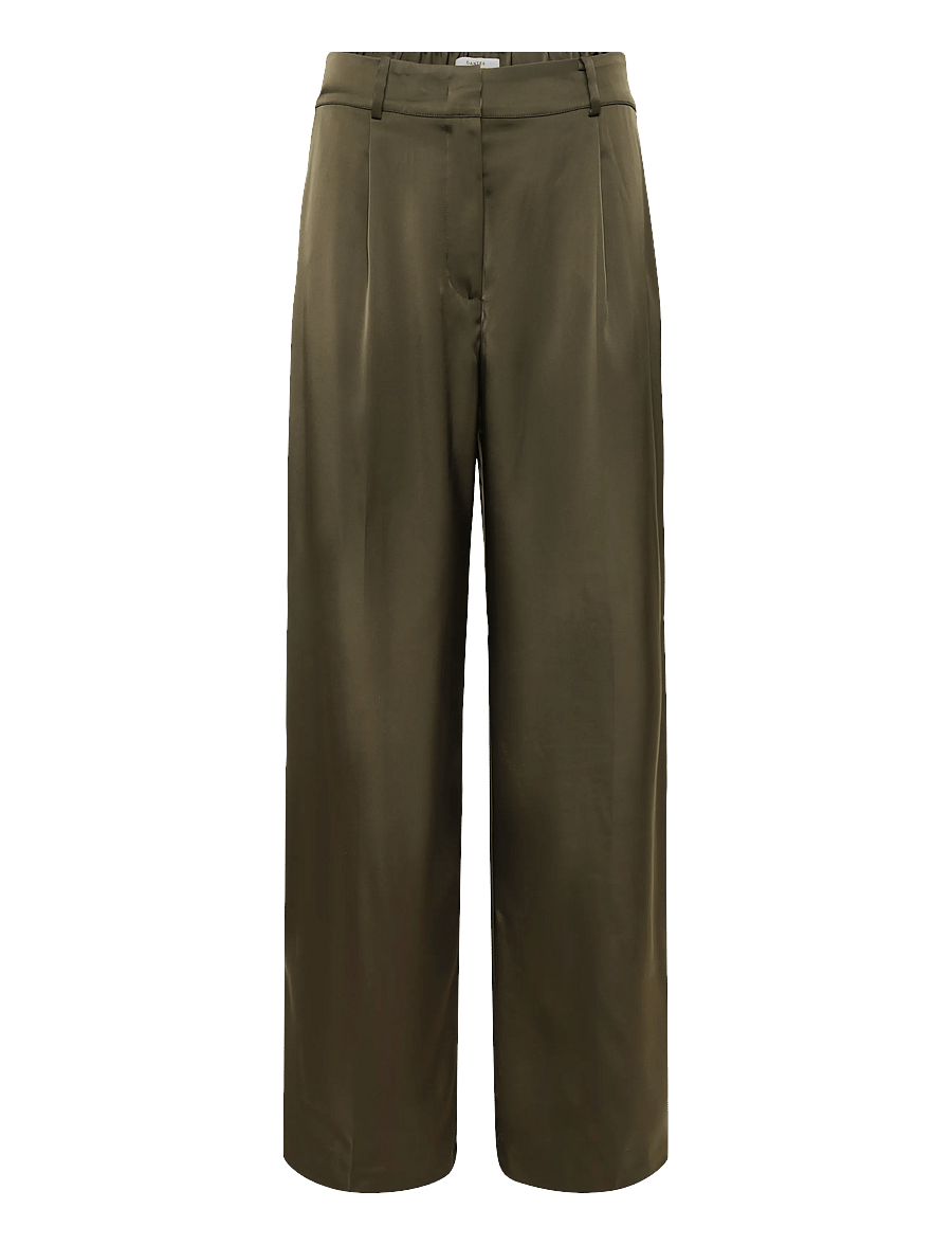 Dante6 - Dante6-Jules bold satin smart pants - laia säärega püksid - moss olive - 1