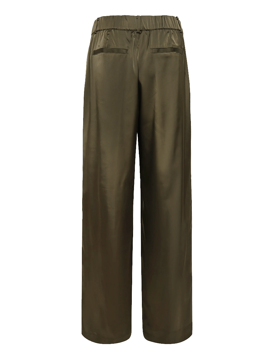 Dante6 - Dante6-Jules bold satin smart pants - laia säärega püksid - moss olive - 2