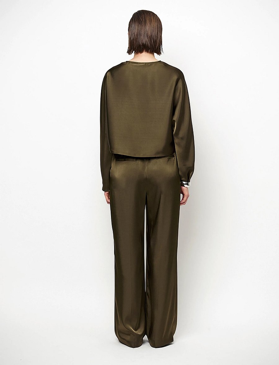 Dante6 - Dante6-Jules bold satin smart pants - laia säärega püksid - moss olive - 3