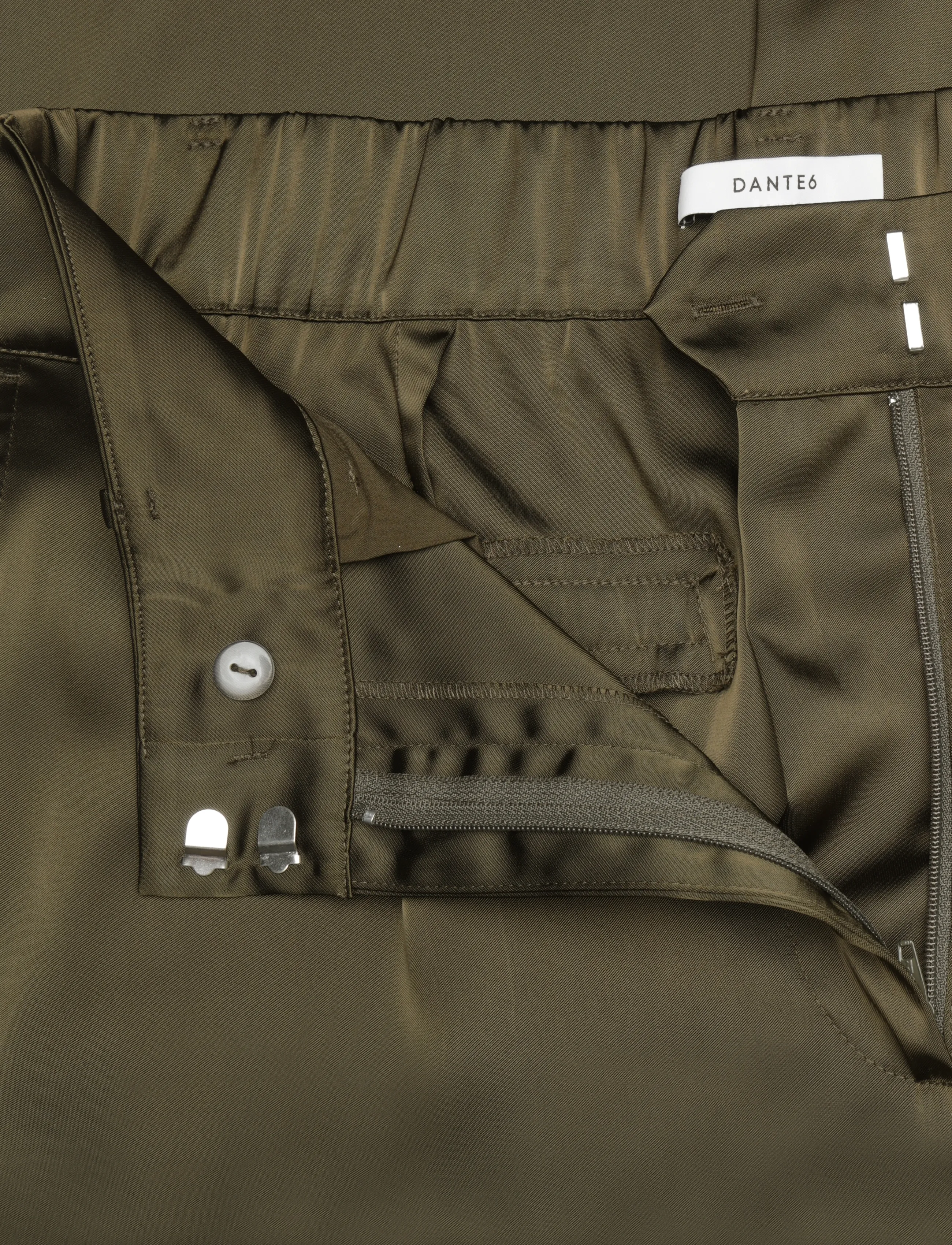Dante6 - Dante6-Jules bold satin smart pants - laia säärega püksid - moss olive - 5