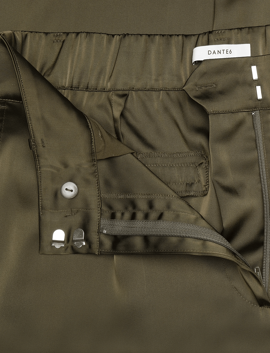 Dante6 - Dante6-Jules bold satin smart pants - laia säärega püksid - moss olive - 5