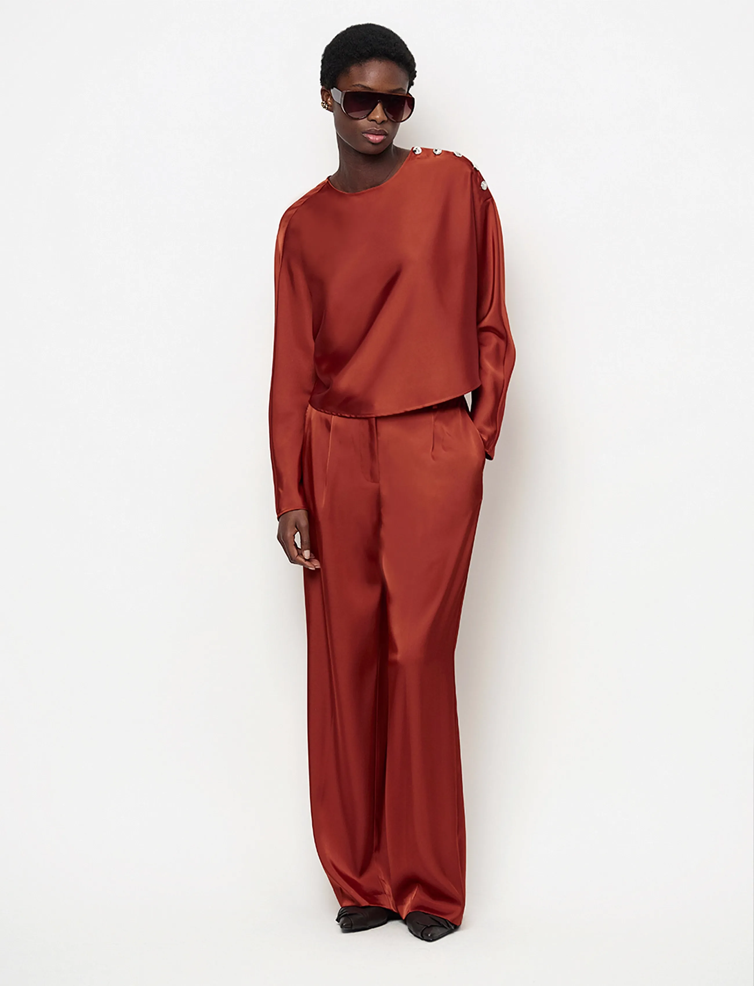 Dante6 Dante6-Jules bold satin smart pants - Dante6 - ROASTED PUMPKIN / orange