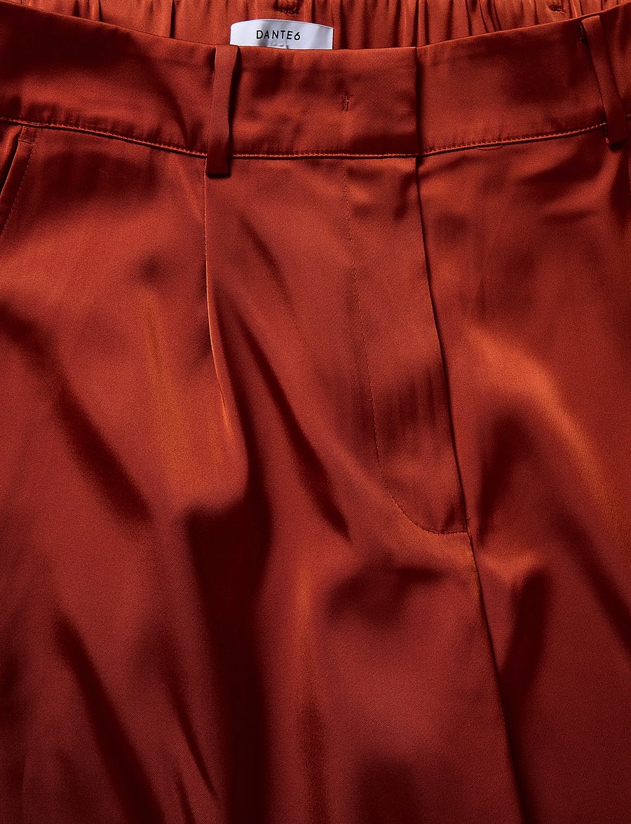 Dante6 - Dante6-Jules bold satin smart pants - wide leg trousers - roasted pumpkin - 4