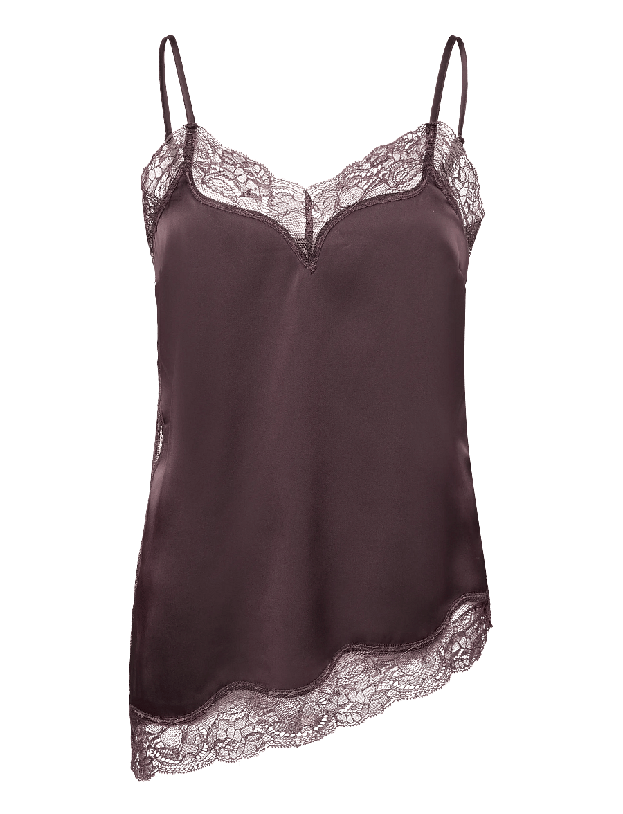 Dante6 - Dante6-Dawna bold satin lace camisole - Ärmellose blusen - dark plum - 1