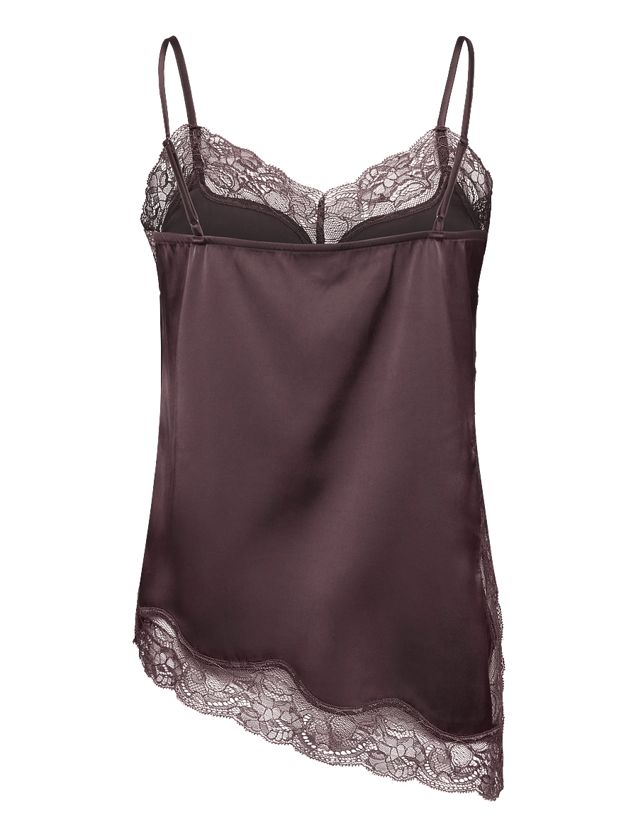 Dante6 - Dante6-Dawna bold satin lace camisole - Ärmellose blusen - dark plum - 2