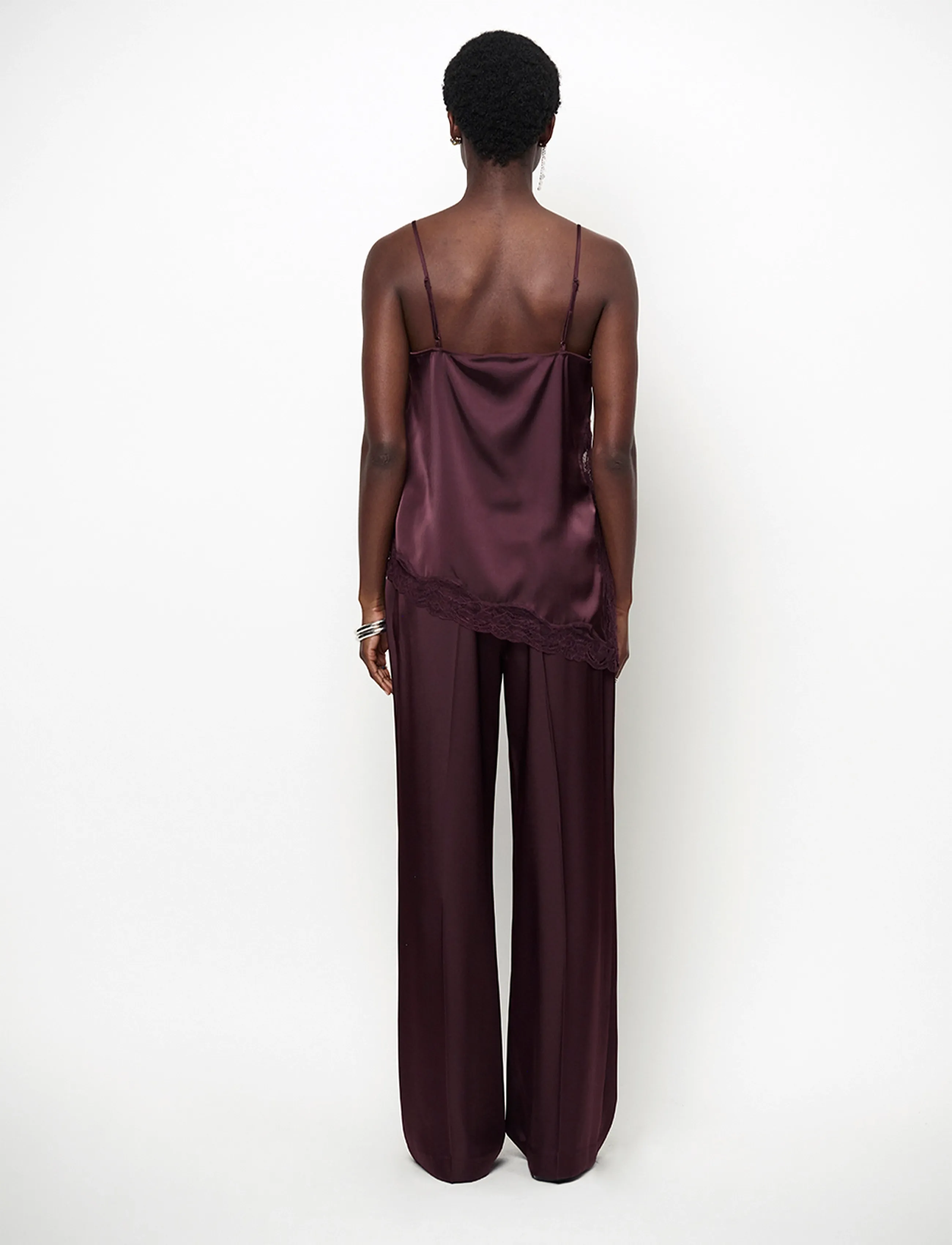 Dante6 - Dante6-Dawna bold satin lace camisole - Ärmellose blusen - dark plum - 4